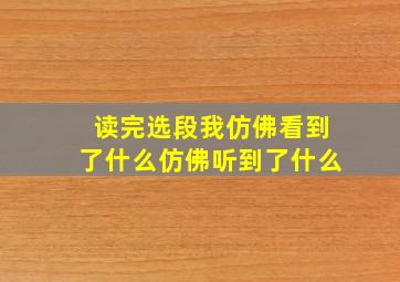 读完选段我仿佛看到了什么仿佛听到了什么