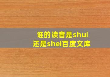 谁的读音是shui还是shei百度文库