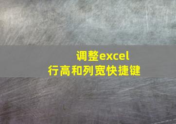 调整excel行高和列宽快捷键