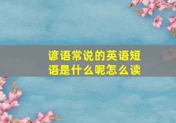 谚语常说的英语短语是什么呢怎么读