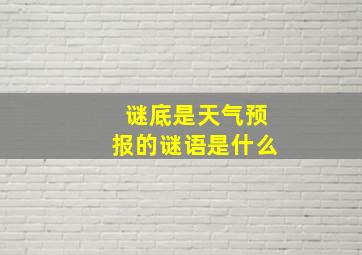 谜底是天气预报的谜语是什么