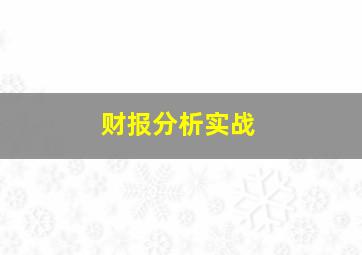 财报分析实战