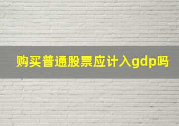 购买普通股票应计入gdp吗