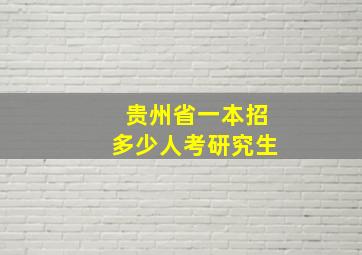 贵州省一本招多少人考研究生