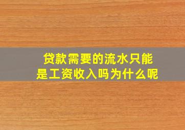 贷款需要的流水只能是工资收入吗为什么呢