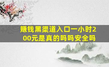 赚钱黑渠道入口一小时200元是真的吗吗安全吗