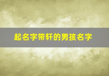 起名字带轩的男孩名字