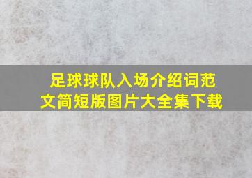 足球球队入场介绍词范文简短版图片大全集下载