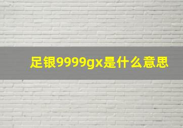 足银9999gx是什么意思