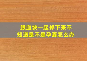 跟血块一起掉下来不知道是不是孕囊怎么办