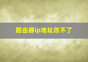 路由器ip地址改不了