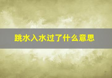 跳水入水过了什么意思