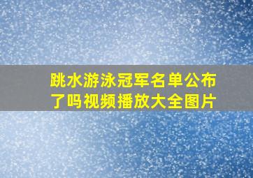 跳水游泳冠军名单公布了吗视频播放大全图片