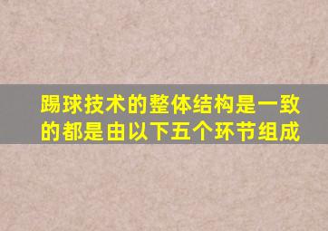 踢球技术的整体结构是一致的都是由以下五个环节组成