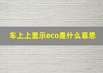 车上上显示eco是什么意思