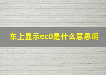 车上显示ec0是什么意思啊