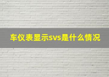 车仪表显示svs是什么情况