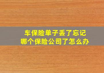 车保险单子丢了忘记哪个保险公司了怎么办