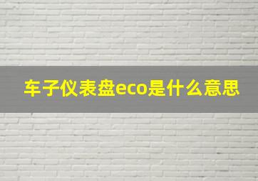 车子仪表盘eco是什么意思