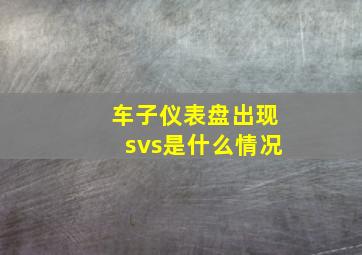 车子仪表盘出现svs是什么情况