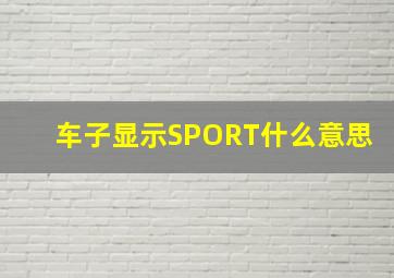 车子显示SPORT什么意思