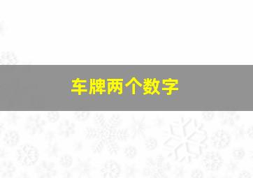 车牌两个数字