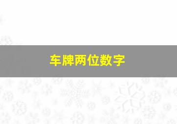 车牌两位数字