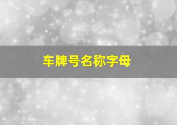 车牌号名称字母