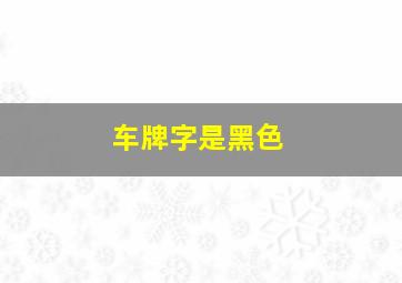 车牌字是黑色