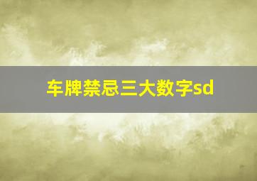 车牌禁忌三大数字sd