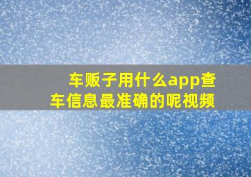 车贩子用什么app查车信息最准确的呢视频