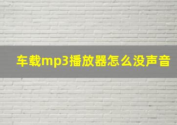 车载mp3播放器怎么没声音