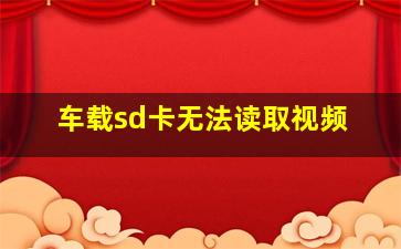 车载sd卡无法读取视频