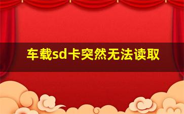 车载sd卡突然无法读取