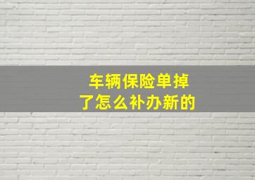 车辆保险单掉了怎么补办新的