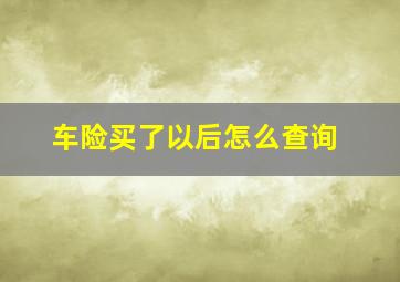 车险买了以后怎么查询