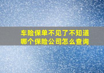 车险保单不见了不知道哪个保险公司怎么查询