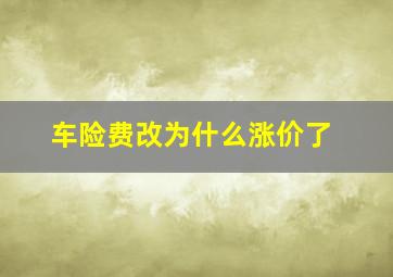 车险费改为什么涨价了