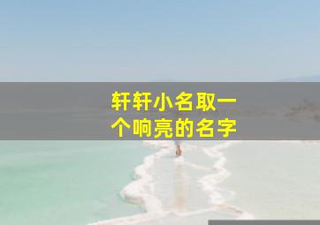 轩轩小名取一个响亮的名字