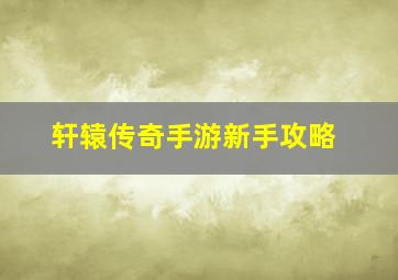 轩辕传奇手游新手攻略