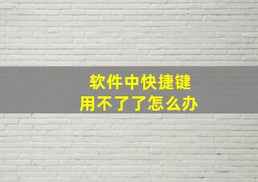 软件中快捷键用不了了怎么办