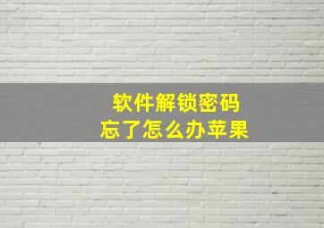 软件解锁密码忘了怎么办苹果