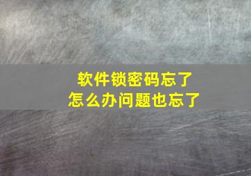 软件锁密码忘了怎么办问题也忘了