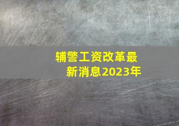 辅警工资改革最新消息2023年