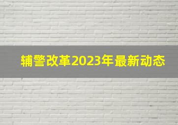 辅警改革2023年最新动态