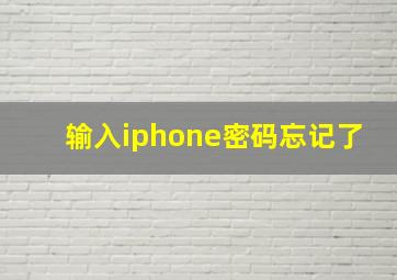 输入iphone密码忘记了