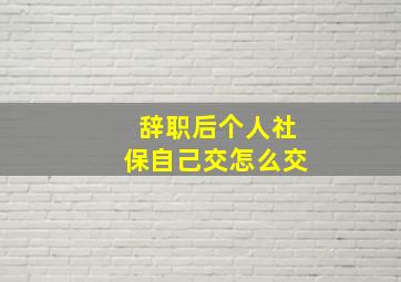 辞职后个人社保自己交怎么交