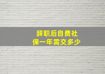 辞职后自费社保一年需交多少