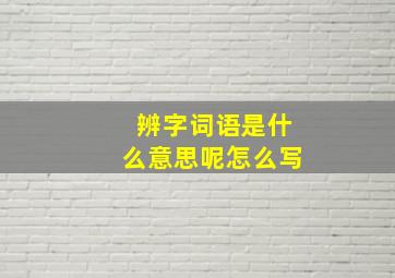 辨字词语是什么意思呢怎么写