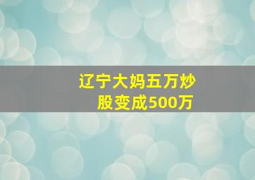 辽宁大妈五万炒股变成500万